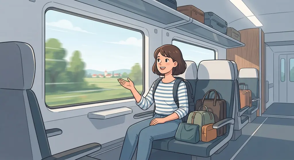 Ilustración de una persona viajando en tren